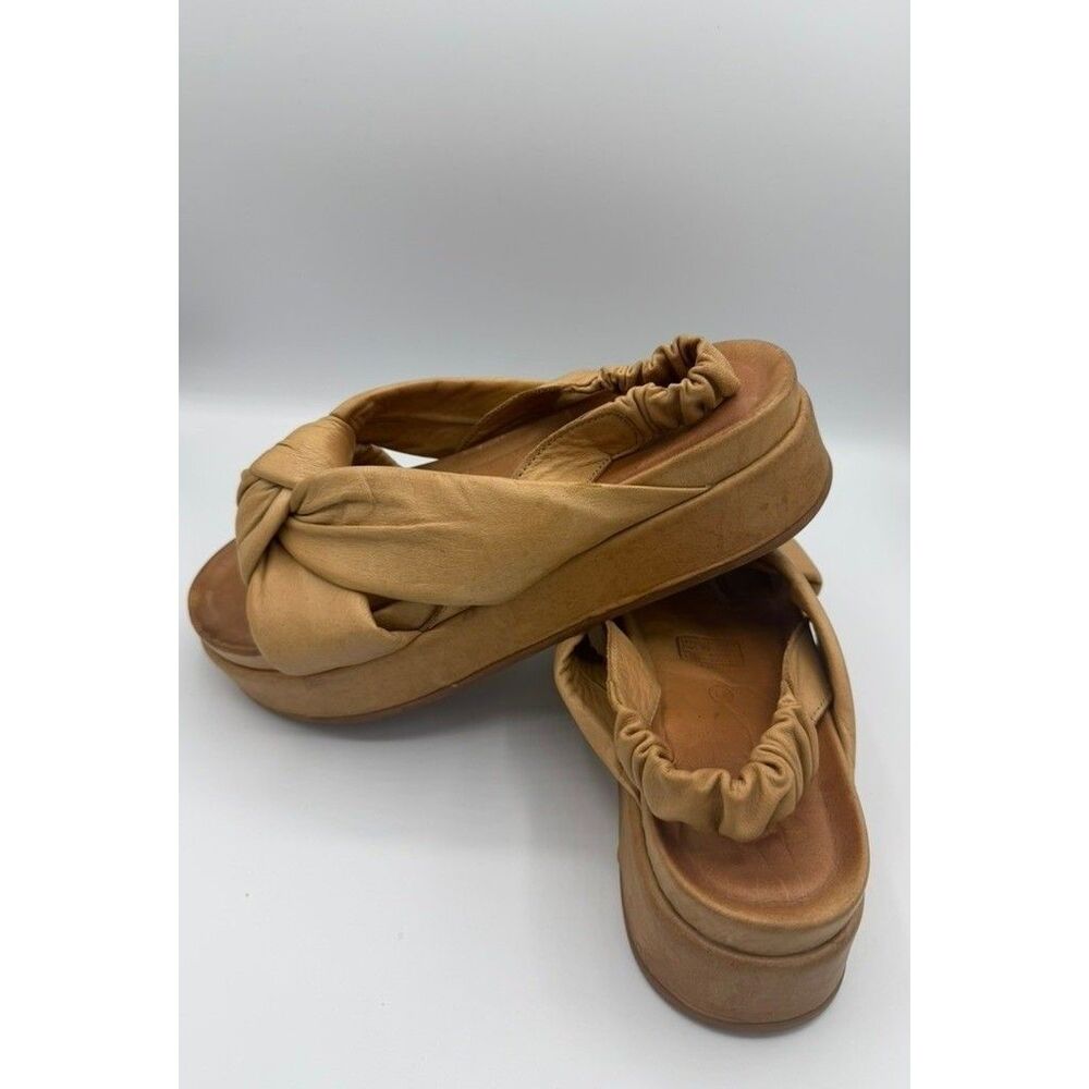 Silent D Pance Leather Platform Slingback Sandals Tan 41 Anthropologie 79815593